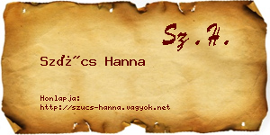 Szűcs Hanna névjegykártya